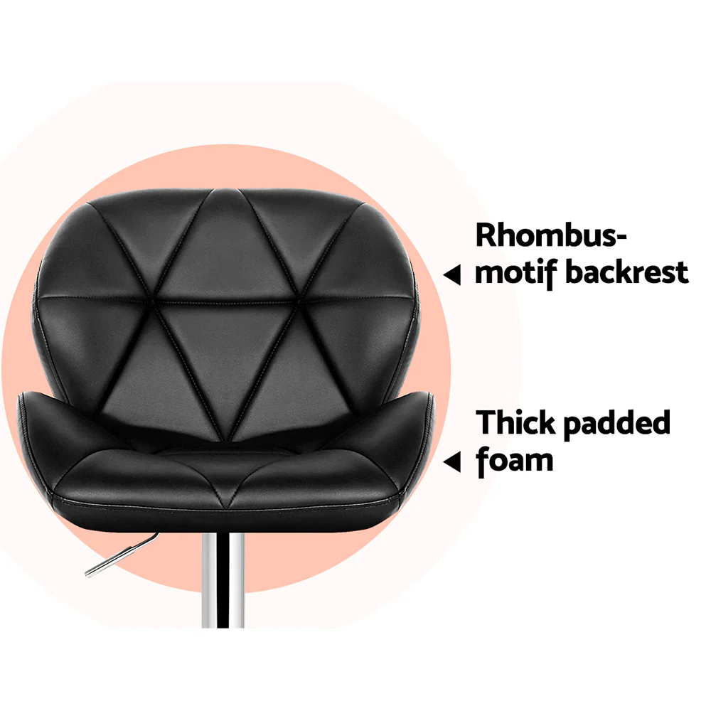 Artiss 2x Bar Stools Gas Lift Padded Leather Black - Image 5
