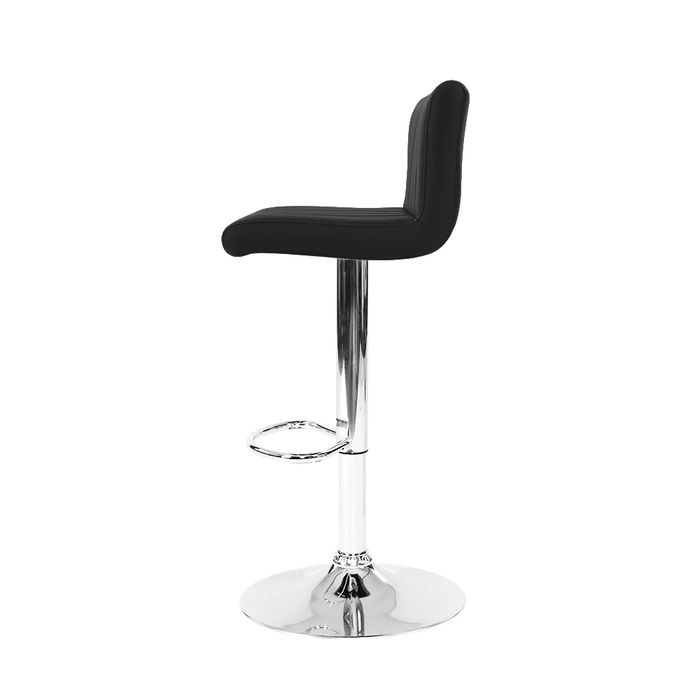 Artiss 2x Bar Stools Gas Lift Leather Chairs Black - Image 4
