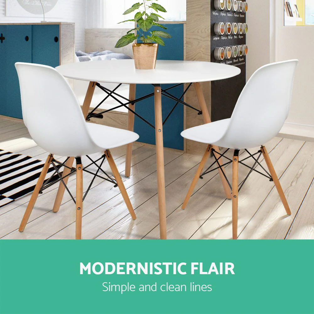 Artiss Dining Table Round White 4 Seater 100CM - Image 6
