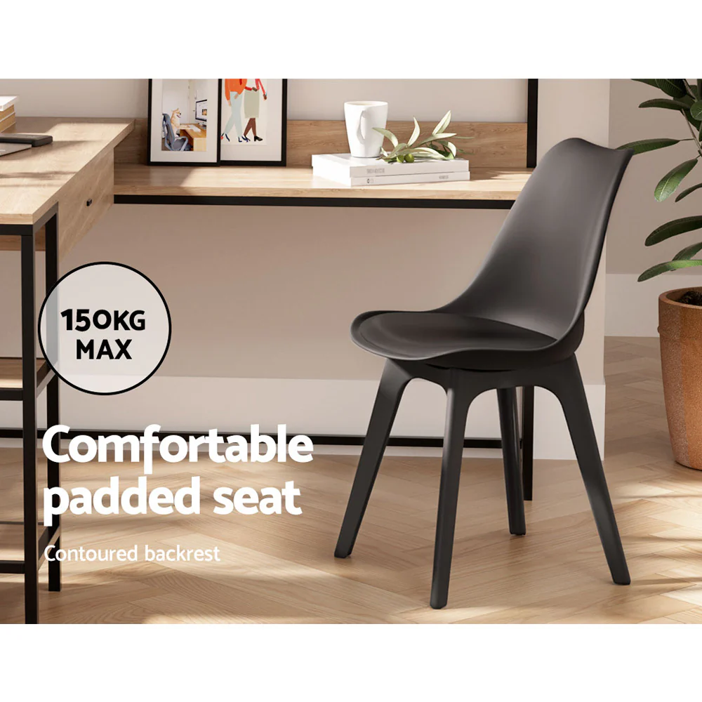 Artiss Dining Chairs Set of 4 Leather Plastic DSW Replica Black - Image 5